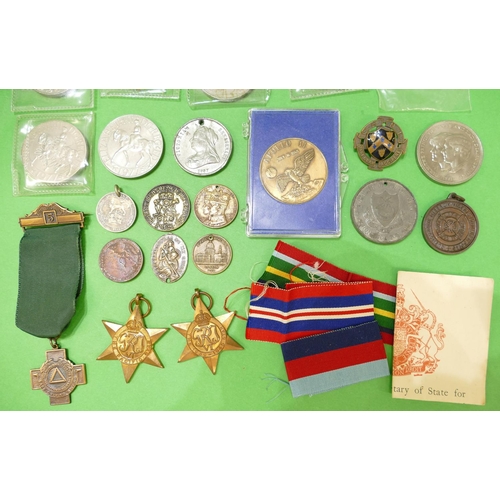 615 - A Project Apollo- Apollo 11 Coin, 2 x second world war star medals 1939-45 star and The Pacific star... 