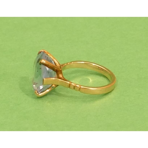 680 - An 18ct Gold Ladies Ring set with pale blue stone, size J/K.