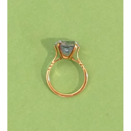 680 - An 18ct Gold Ladies Ring set with pale blue stone, size J/K.