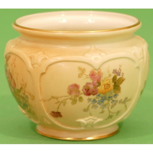 7 - A Royal Worcester Blush Round Bulbous Thin Necked Sugar Bowl having hand painted floral, leaf and gi... 