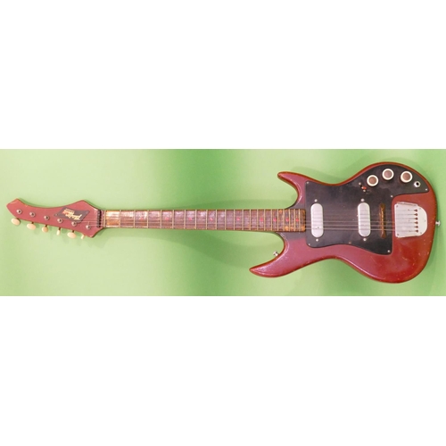 717 - A Fenton Weill Electric Guitar having red lacquer decoration.