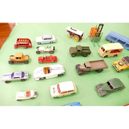 719 - A Quantity of Dinky Cars, lorries etc including Streamlined fire engine red body/wheel hubs, Mobilga... 