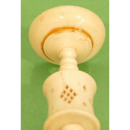 738 - An Early 20th Century Carved Ivory Puzzle Ball on stand having all over floral and leaf decoration, ... 