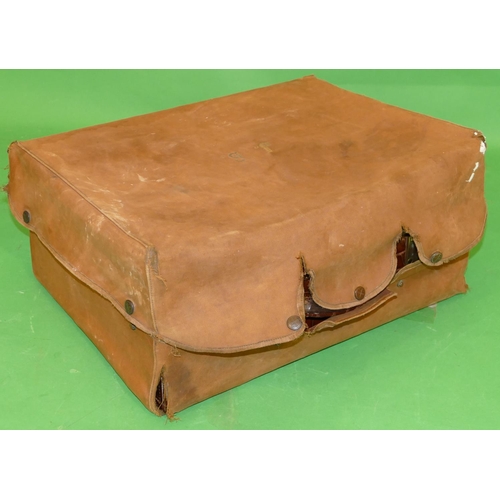 753 - A Crocodile Travelling Case with outer cover, hinge lid enclosing part fitted interior, 46.5cm wide.