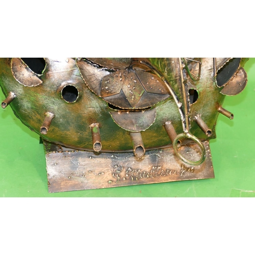 757 - A Large Arts and Crafts Style Metal Model of a galleon, 1m 11cm high.