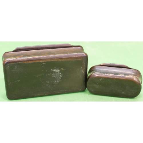 766 - A Horn Rectangular Shaped Snuff Box having hinge lid, 8.8cm wide, also a similar smaller rectangular... 