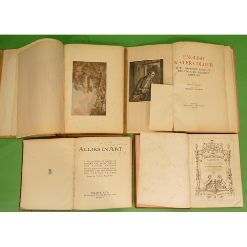 777 - 2 x Books English watercolour with reproductions of drawings by Eminet painters, 1 book allies in ar... 