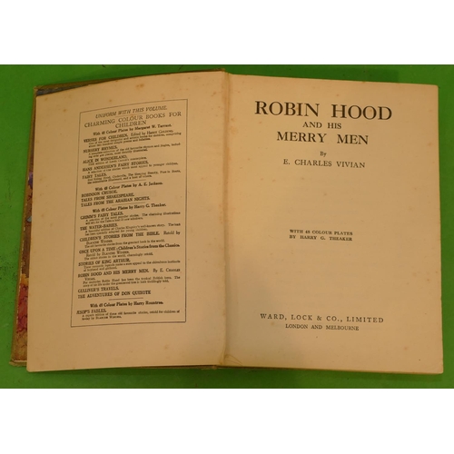 798 - 1 x Book Robin Hood and his merry men by E Charles Vivian, with 48 coloured plates, printed by Ward ... 