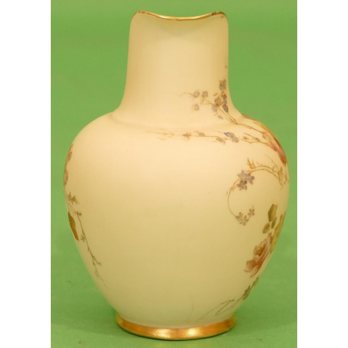 8 - A Royal Worcester Blush Round Bulbous Shaped Jug  having multicoloured, hand painted floral, leaf an... 