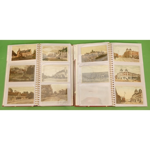 808 - 2 x Postcard Albums depicting Leatherhead, Tunbridge Wells, Pembury, Folkestone etc.