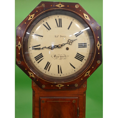 817 - Edward Davy, Norwich, 19th Century Mahogany 8 Day Striking Wall Clock having all over inlaid brass d... 