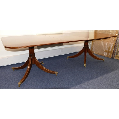 866 - A Good Quality Reproduction Mahogany D End Double Pedestal Dining Table having 1 extra leaf on 2 tur... 