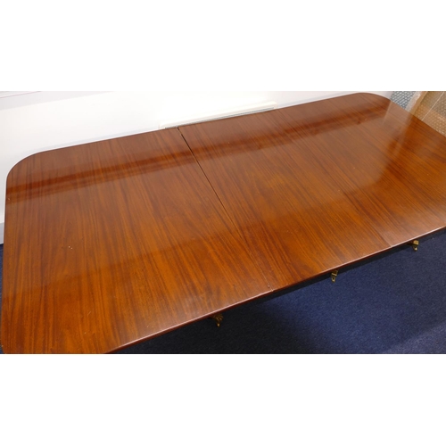 866 - A Good Quality Reproduction Mahogany D End Double Pedestal Dining Table having 1 extra leaf on 2 tur... 