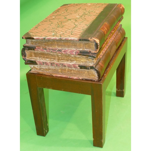 867 - A Mahogany Rectangular Shaped Stool inset with 3 leather bound books as the seat on square legs, 37c... 