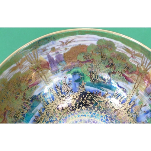 140 - Daisy Makeig-Jones for Wedgwood, Fairyland Lustre Bowl with woodland, bridge patterns having gilt fi... 