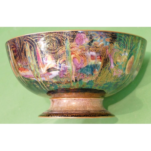 140 - Daisy Makeig-Jones for Wedgwood, Fairyland Lustre Bowl with woodland, bridge patterns having gilt fi... 