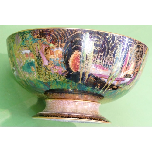 140 - Daisy Makeig-Jones for Wedgwood, Fairyland Lustre Bowl with woodland, bridge patterns having gilt fi... 