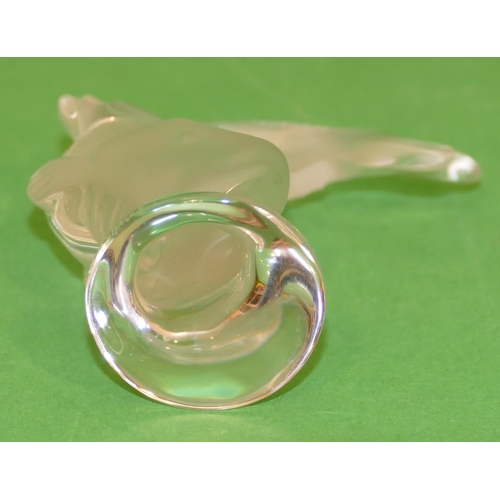 112 - A Lalique Frosted Glass Figure of a fish on round base, 8cm high.