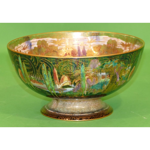 140 - Daisy Makeig-Jones for Wedgwood, Fairyland Lustre Bowl with woodland, bridge patterns having gilt fi... 