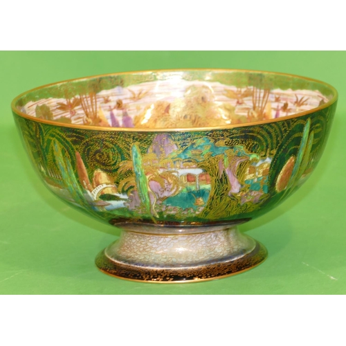 140 - Daisy Makeig-Jones for Wedgwood, Fairyland Lustre Bowl with woodland, bridge patterns having gilt fi... 