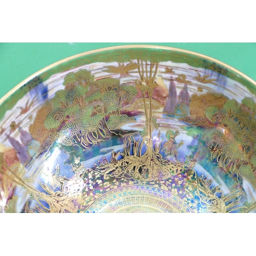 140 - Daisy Makeig-Jones for Wedgwood, Fairyland Lustre Bowl with woodland, bridge patterns having gilt fi... 