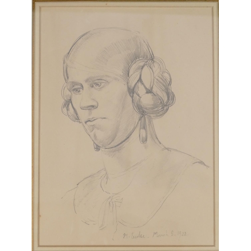 207 - Brian Beevers, Pencil Sketch, shoulder length portrait of a young lady, signed in pencil and dated 1... 