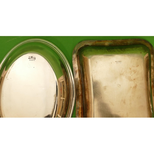 233 - A Pair of Oval Silver Plated Entree Dishes with covers having ball rims, 28.5cm wide, also a silver ... 