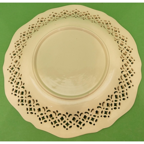 74 - A Creamware Round Scallop Shaped Plate having pierced decoration, 20.5cm diameter.