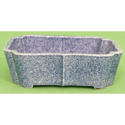 78 - A Glazed Earthenware Rectangular Scallop Shaped Planter on blue and white speckled ground, 18.5cm wi... 