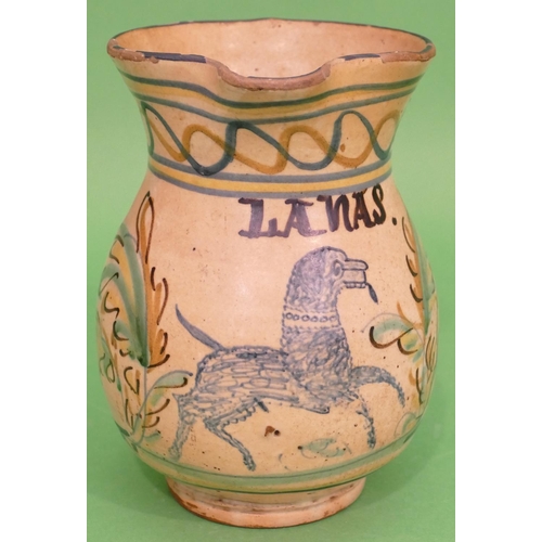 89 - 3 x Glazed Earthenware Round Bulbous Shaped Jug on cream ground with multicoloured, animal and leaf ... 