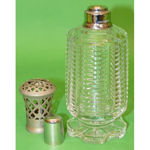 90 - A French Cut Glass Round Bulbous Oil Scent Lamp on scallop shaped base, 21cm high.