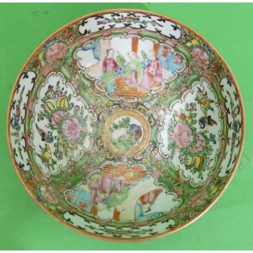 109 - An Early 20th Century Cantonese Round Bowl on multicoloured ground having figure, bird, floral and s... 