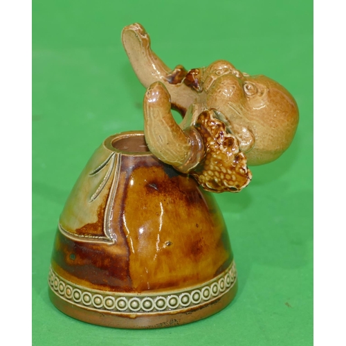 179 - A Doulton Lambeth Glazed Earthenware Baby Inkwell having hinged body, 8.5cm high.