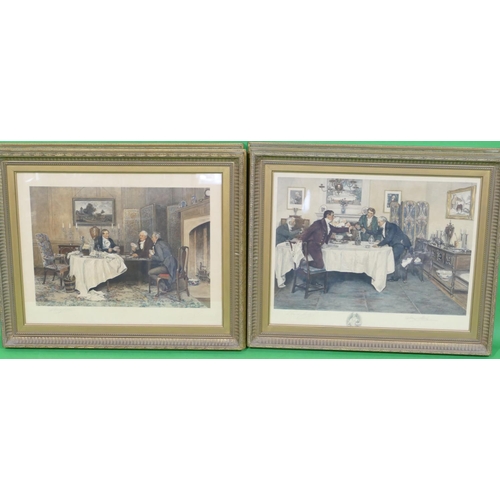 237 - James Dobie, Set of 4 Signed Coloured Prints depicting various figures, round table and in garden, a... 