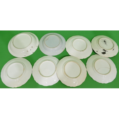 32 - A Set of 6 x 19th Century China Plates on white and green ground with various landscape centres, hav... 