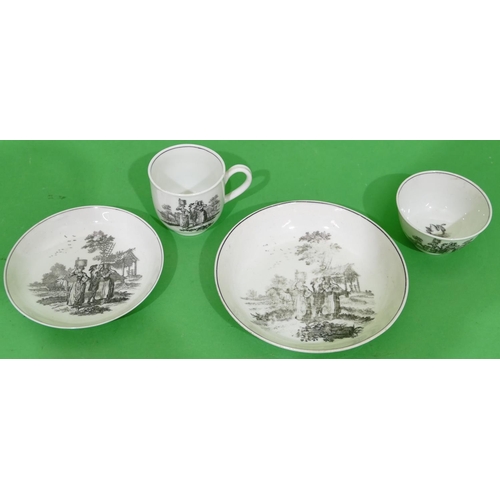 73 - An 18/19th Century Worcester Style Tea Bowl and saucer, also a similar cup and saucer on white and b... 