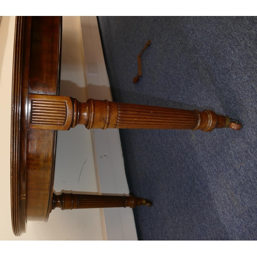 768 - A 19th Century Mahogany Key Wind D End Dining Table having 4 extra leaves, on round turned fluted le... 