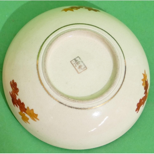 89 - An Oriental Satsuma Round Lidded Box on cream ground with multicoloured floral leaf and gilt decorat... 