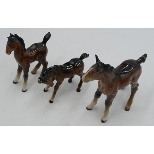 135 - 3 Beswick figures of foals, largest 15cm long, 15cm high. (3)