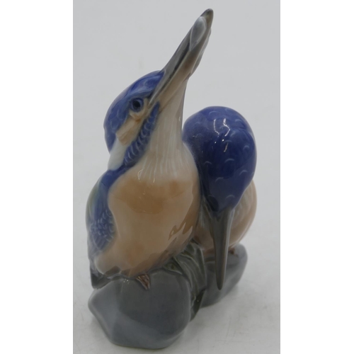 142 - A Royal Copenhagen group of 2 kingfishers, 1769, 18cm high.