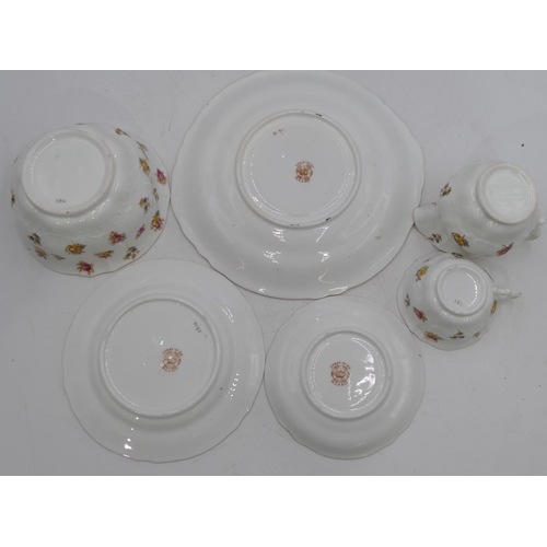 146 - W.A.A & Co tea service on white ground with multicolour floral and leaf decoration comprising a pair... 