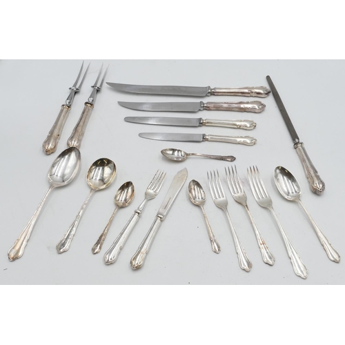 235 - An Argyle silver plated 12 place setting flatware service in fitted oak canteen with hinged lid and ... 