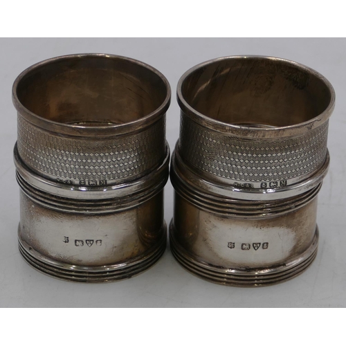 265 - A pair of Chester silver round napkin rings and a pair of Birmingham silver round napkin rings 2.4oz