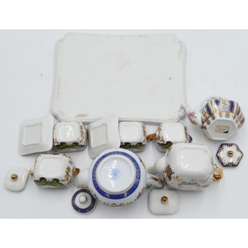 27 - 3 miniature China tea services, teapots, coffee pots, trays, cups, saucers etc and a larger Sadler 