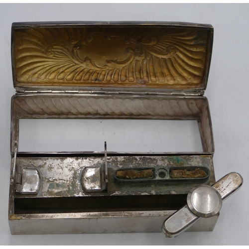 273 - A Victorian silver rectangular shaving box with inner container, Birmingham 1894, makers mark W.A, 1... 