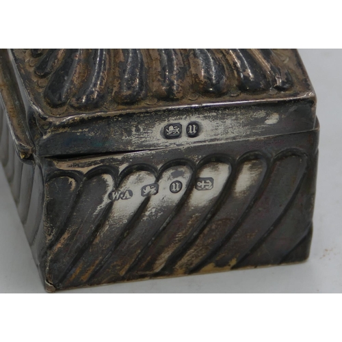 273 - A Victorian silver rectangular shaving box with inner container, Birmingham 1894, makers mark W.A, 1... 