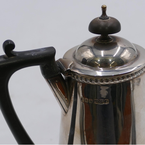 277 - A Sheffield silver coffee pot with ebonised handle and finial, 18cm high, 14.3oz gross