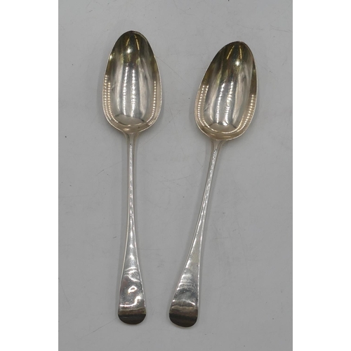 300 - A pair of 18th Century George III silver tablespoons, London 1791, makers mark RC, 4.1oz