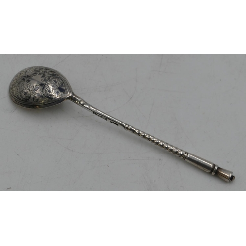 307 - A Russian silver and niello spoon, 0.6oz.