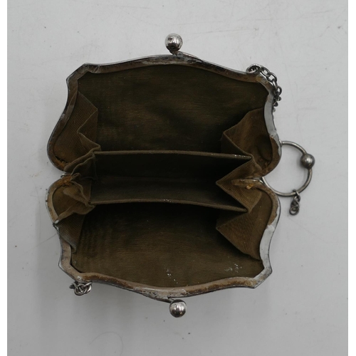 325 - A Birmingham silver scallop shaped ladies evening purse, with hinged front, enclosing lined interior... 